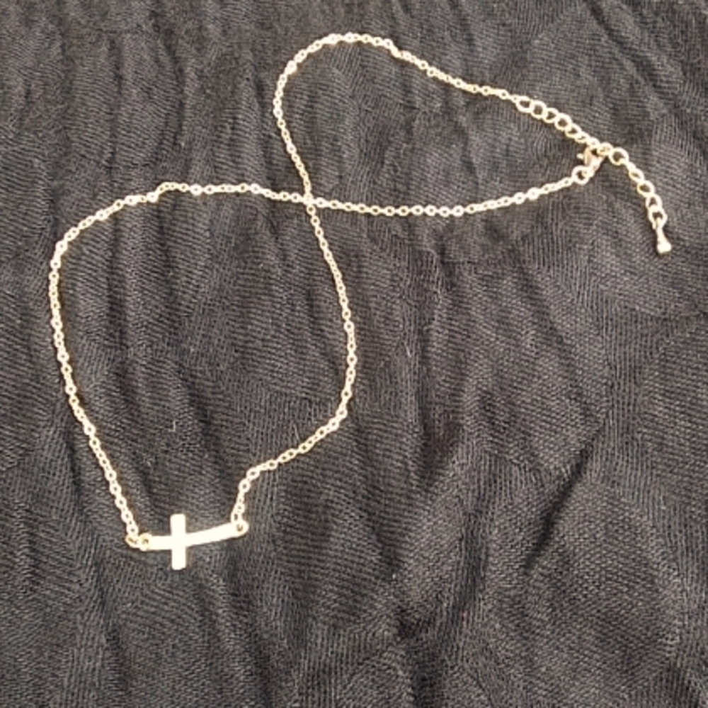 Gold plated Cross with Rhinestones Necklace